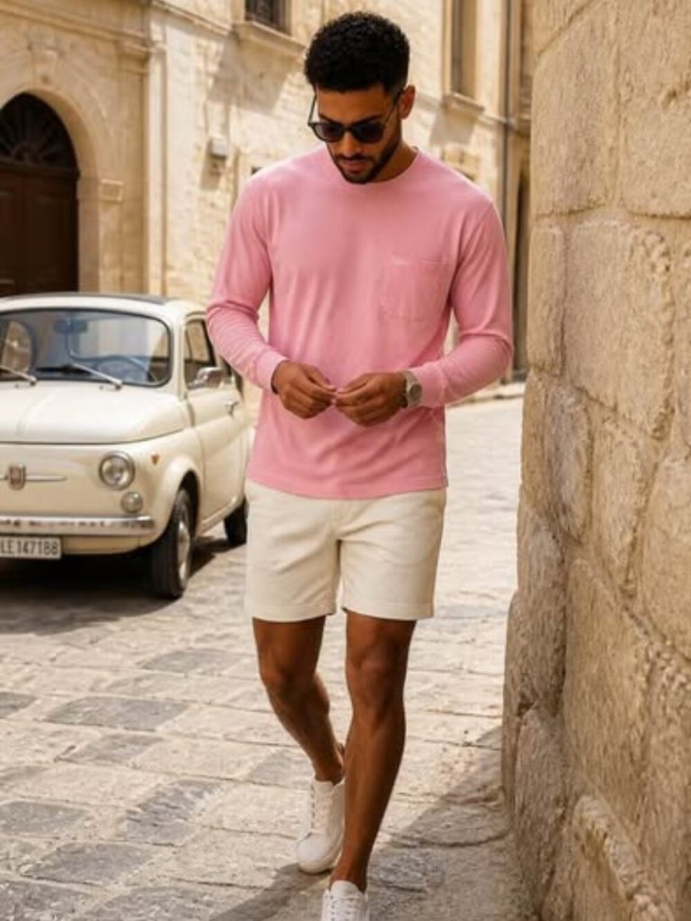 Ever Forward Men’s Pink Long Sleeve Pocket T-Shirt Size Medium